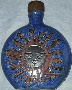 Sun & Moon Mazia Mexico Decanter Blue Wooden Cork. Beautiful. - Picture 1 of 3