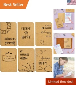 12-Pack A6 Kraft Paper Notebooks with Inspirational Quotes - Perfect for School - Picture 1 of 11