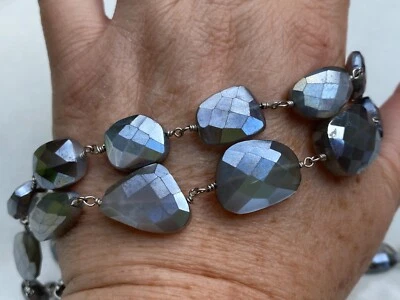 Collar Rarezas Carol Brodie Plata Esterlina Platino Color Piedra Lunar 30" Foto 1 de 4