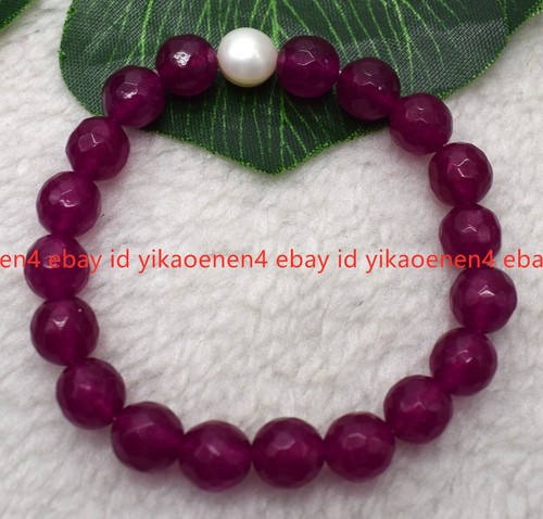 VALENTINO Gemme tonde giada rossa viola sfaccettata Genuien 10 mm e perle 8 9 mm 7 5"