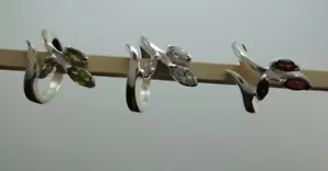 Silber Ring mit Granat, Peridot oder Zirkonia - Bild 1 von 4