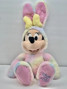 Disney Store 2020 Minnie Mouse 18" peluche coniglietto pasquale usato pastello tie dye - Foto 1 di 8