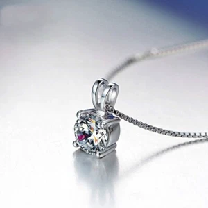 Damen Halskette Silber mit Zirkonia Stein Kristall Halsband Choker~ Anhänger - Bild 1 von 6
