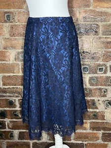 COUNTRY CASUALS NAVY LACE FLARED SKIRT SIZE 14 NWT - Picture 1 of 8