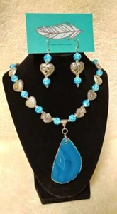 Handgefertigtes Schmuck der amerikanischen Ureinwohner - Aimee's tolle Amulette - blau & Herz Kristall - Bild 1 von 12
