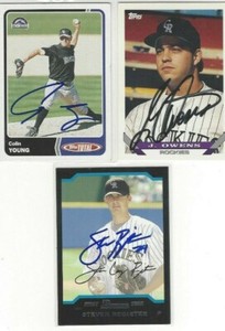 2004 Bowman Draft #45 Steven Register RC Signed Baseball Card Colorado Rockies