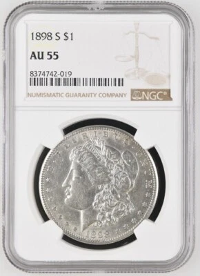 1898-S $1 Morgan Silver Dollar NGC AU 55 - Image 1 of 2