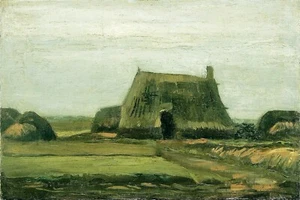 Farm with stacks of peat by Vincent Van Gogh Giclee Museum Size Repro on Canvas - Picture 1 of 1