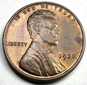 1928 LINCOLN WHEAT CENT PENNY BU RED/BROWN UNCIRCULATED FULL WHEAT LINES SHARP! - Picture 1 of 2