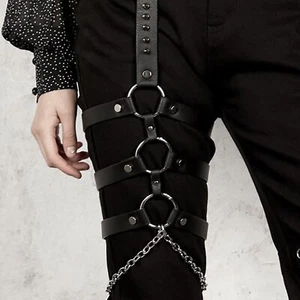 Mens Thigh Straps Chain Durable Garter Belt Leather Body Accessory Adjustable - Picture 1 of 19