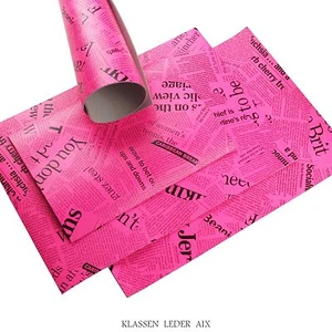 Rindleder Neon Pink Newspaper Design 2,4 mm Dick Leder Stück Leather 19 - Bild 1 von 1