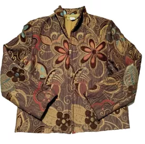 Vintage Coat Women’s Size S Floral Knit Jacket Western Full Zip Cardigan Pretty - Picture 1 of 5