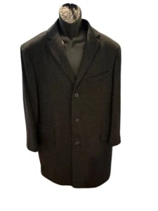 New SAKS FIFTH AVENUE Trim Fit Charcoal Wool/Cashmere Overcoat - Large 42-44 - Picture 1 of 9