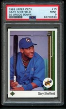1989 Upper Deck Star Rookie GARY SHEFFIELD ERROR #13 PSA 9 MINT (LOW POP - RARE)