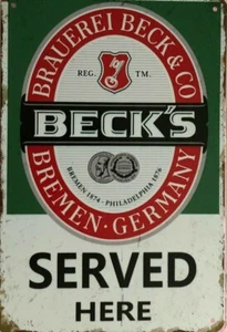 BECKS BEER Rustic Look Vintage Tin Metal Sign Man Cave, Shed-Garage & Bar - Picture 1 of 2