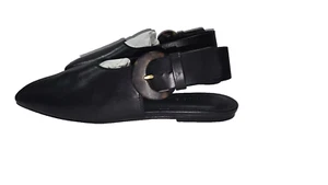Vince Cadot Tortoise Buckle Slingback Flats in Black Size 6M - Picture 1 of 10