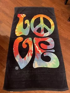 Vintage LOVE Strandtuch zum Binden schwarz 54x30” 2000’s 100% Baumwolle - Bild 1 von 6