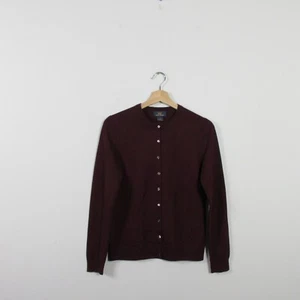 Brooks Brother Womens Cardigan Red Maroon Merino Wool 100% S Sweater Preppy 204 - Picture 1 of 10
