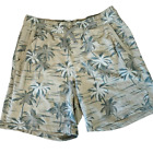 H&M Shorts Mens Size Large Khaki Green Palm Trees Tropical Print Sweatpants