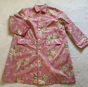 Jones New York Signature Reversable Pink/Floral Raincoat 100% Cotton READ - Picture 1 of 13