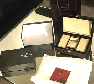 Juego de CAJA DE MADERA Interior Exterior Patek Philippe | ETIQUETA MANUAL, - Imagen 1 de 11