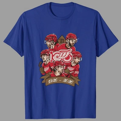 Detroit Red Wings 1926-2026 100th Anniversary NHL TShirt - Multicolors, S-5XL - Image 1 of 4
