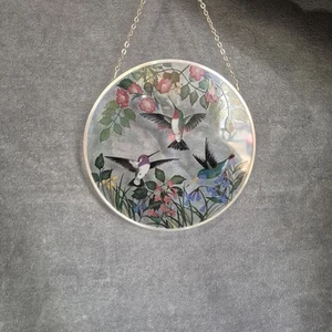 Vintage Toronto Stained Glass Hummingbird Suncatcher ~ 9.5" Diameter ~ 1990 - Picture 1 of 3