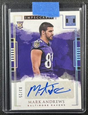 MARK ANDREWS 2018 PANINI IMPECCABLE #163 ROOKIE SILVER RC AUTO 3/25 RAVENS - Image 1 of 2