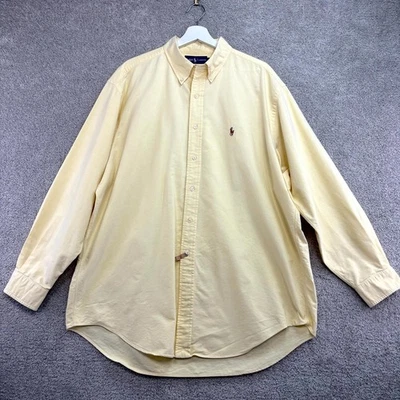 Ralph Lauren Dress Shirt Men 17.5/34 Yellow Button Office Career Preppy Academia - Image 1 of 4