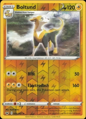Pokemon - Boltund (076) #076/202 - SWSH01: Sword & Shield Base Set Reverse Holo - Image 1 of 2