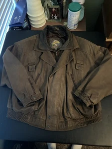 Adventure Bound By Wilsons Men’s Vintage Brown Leather Bomber Jacket Size 3XL - Picture 1 of 11