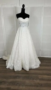 Wedding gown color ivory size 10 lace over organza  Paloma blanca - Picture 1 of 12