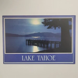 Birdseye Scenic Moonlight On Lake Tahoe California Continental Chrome Postcard - Picture 1 of 6