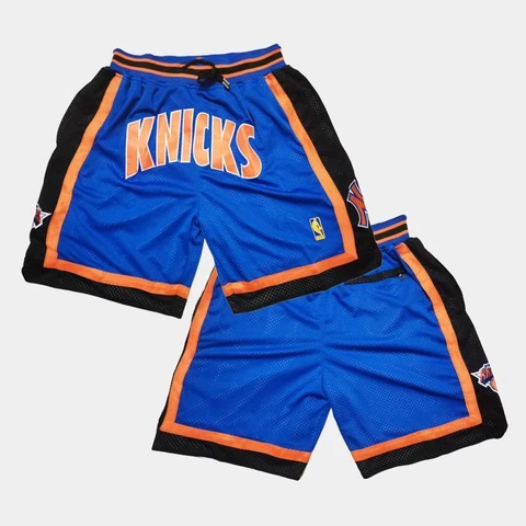 Vintage New York Knicks Basketball Shorts All Stitched Pants with Pockets S-3XL Cover