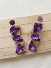 Boucles d'oreilles en argile polymère/violet/fleurs