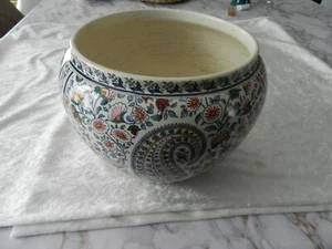 Ancien vase cache pot en faïence de Gien décor Cachemire - Picture 1 of 8