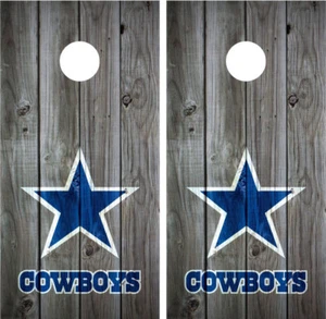 Dallas Cowboys Vintage Wood Cornhole Board Decal Wrap Wraps (grey) - Picture 1 of 3
