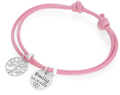 GALWANI Taufarmband mit Gravur Anhänger mit Namen Lebensbaum Schmuck 925 Silber