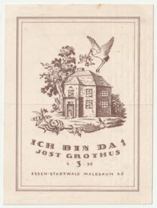 ANONYM: Geburtsanzeige Jost Grothus, 1. 3. 1922, Essen, Waldsaum 46 - Bild 1 von 1