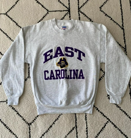 East Carolina Pirates Sweater Medium Gray Football Sweatshirt Men Russel USA Cover