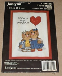 1987 Suzy's Zoo "Friends Are Precious" Cross Stitch Kit w/ Frame 5x7" - Picture 1 of 2