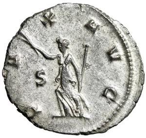 Gallienus Silvered Antoninianus "Pax Running" Milan Very Rare - Picture 1 of 5
