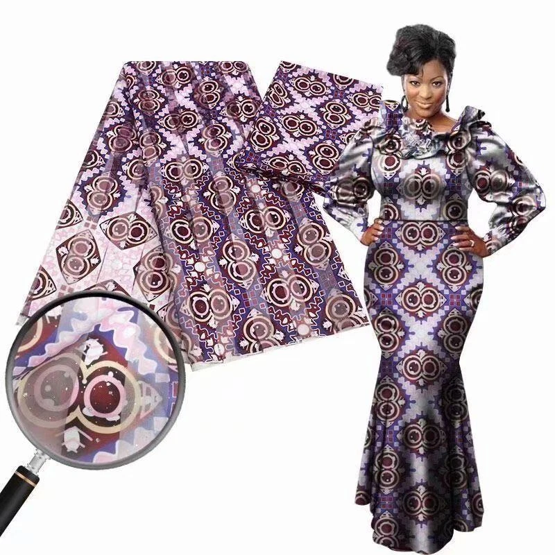 Tela de seda suave Ankara material estampado 3 +3 yardas 6 yardas por pieza Foto 1 de 1