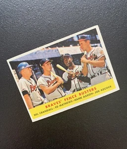 1958 TOPPS BRAVES FENCE BUSTERS #351 HANK AARON - ED MATHEWS Baseball Card - Picture 1 of 3