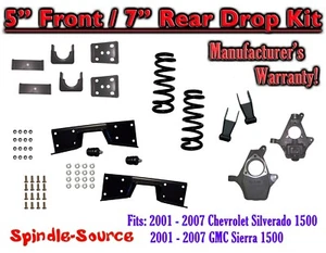 5" / 7" - 8" Drop Kit FOR 2001 - 07 Chevy Silverado GMC Sierra V8 + C-NOTCH 5/7 - Picture 1 of 1
