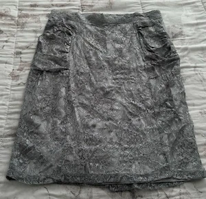 Falda Francesa La Petite Talla 42 Gris Claro Encaje Forrada Hasta la Rodilla Hecha en Francia - Imagen 1 de 14