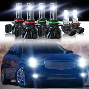 For Cadillac CTS 2003-2007 6X 6000K LED Headlights Hig- Low + Fog Lights Bulbs - Foto 1 di 17