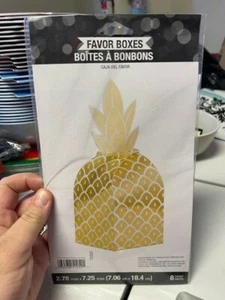 Gold Pineapple Wedding Foil Favor Boxes Treat Boxes Luau Bridal Shower New!!! - Picture 1 of 2