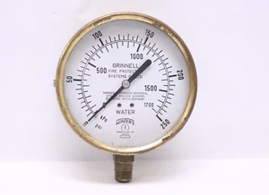 Vintage Grinnell Fire Protection Brass Water Pressure Gauge Steampunk Decor -A11 - Picture 1 of 14