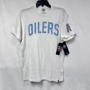 Retro ‘47 Brand Mens Houston Oilers T Shirts NWT Off White Stitched Logo Tapered - Picture 1 of 20